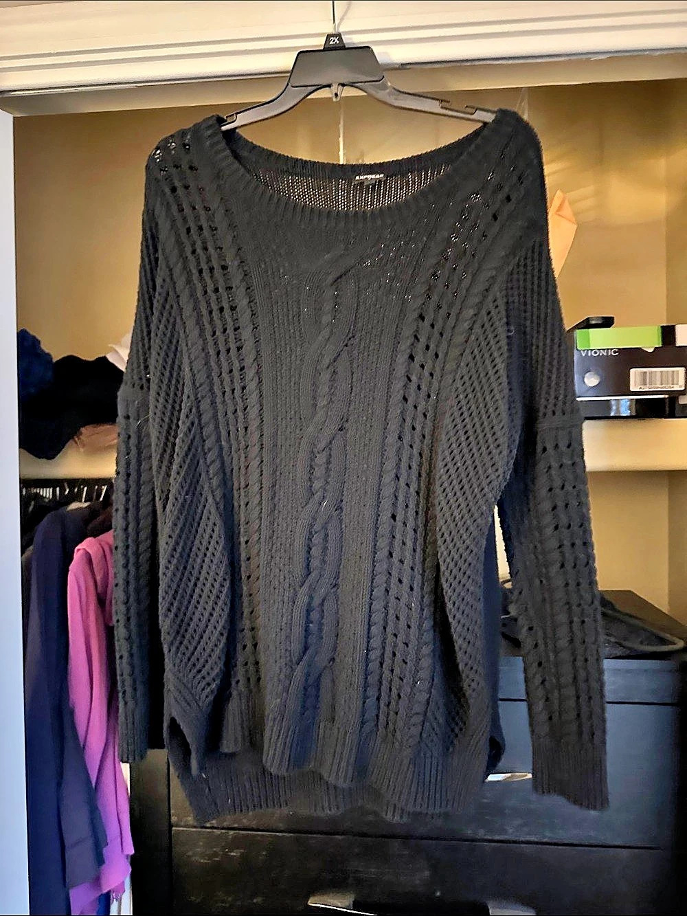Express Cable Knit Sweater in Black